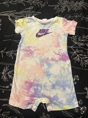 Nike Pastel Tie-Dye Baby One-Piece Romper with Purple Logo